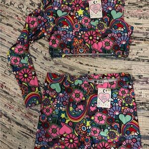 NWT Rainbow rave two piece set by lime blonde